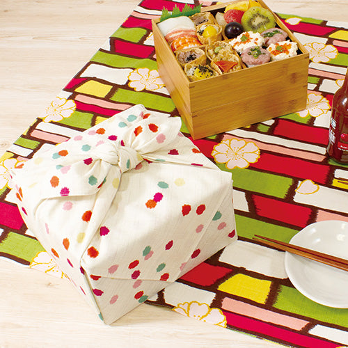 Furoshiki Modern Girl Konpeito Beige en coton bio 70 cm