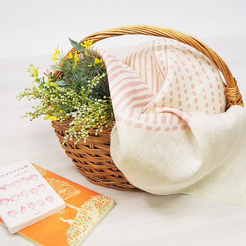 Furoshiki Nobuyuki Takai Musubi La Récolte Ecru en lin 100 cm