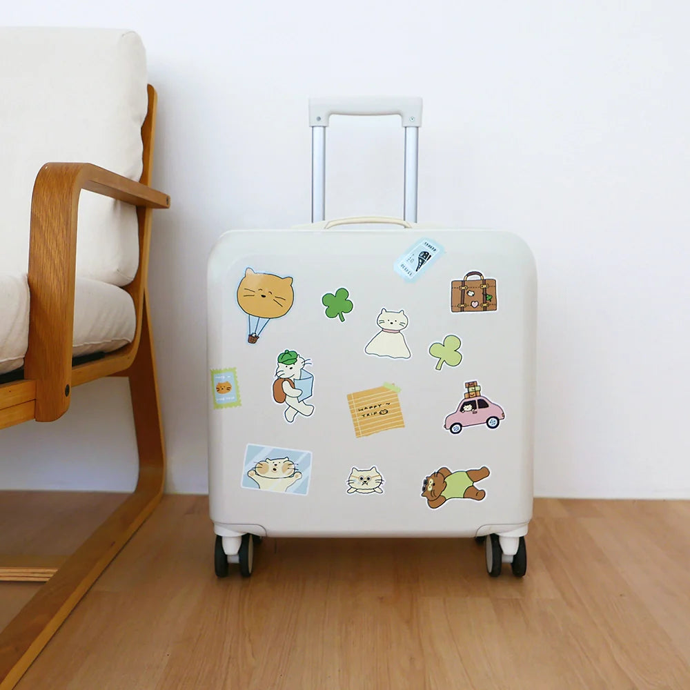 28 Large Happy Trip Cat Stickers Suatelier