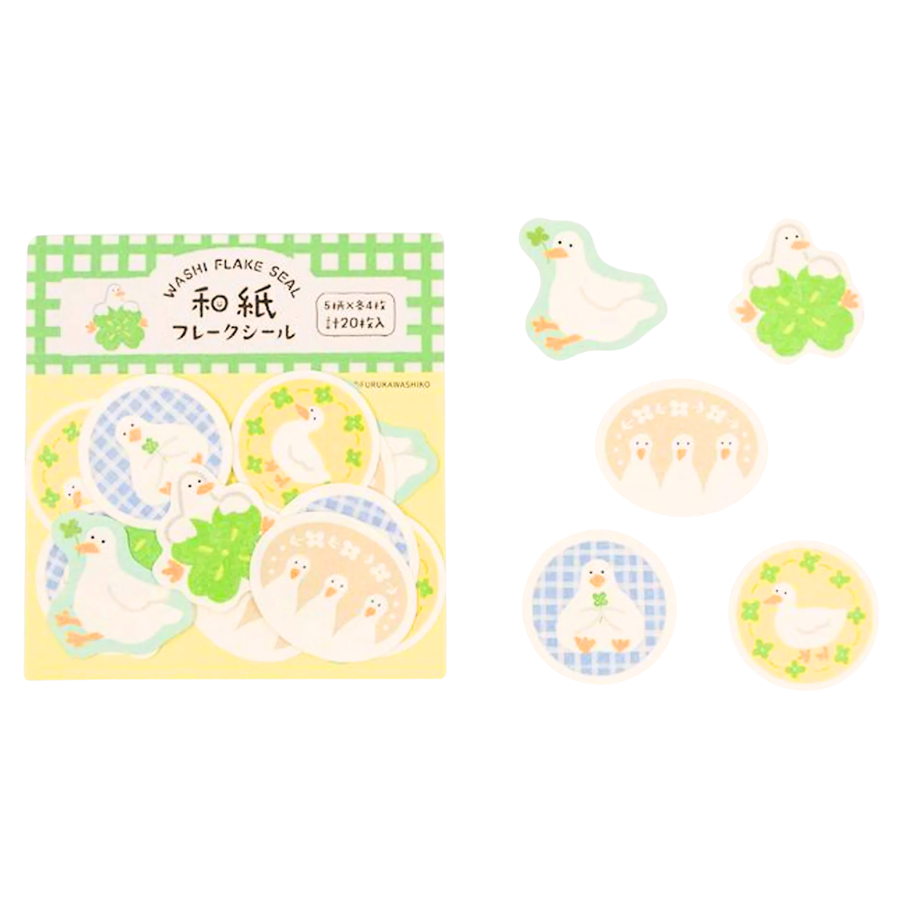 Stickers Flocons en Washi Trèfle et Canard Furukawa Paper