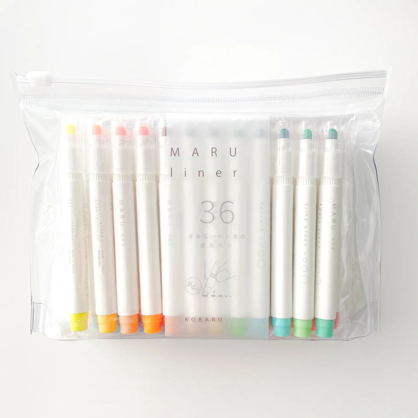 Pochette de 36 surligneurs à pointe ronde Kobaru Maru Liner