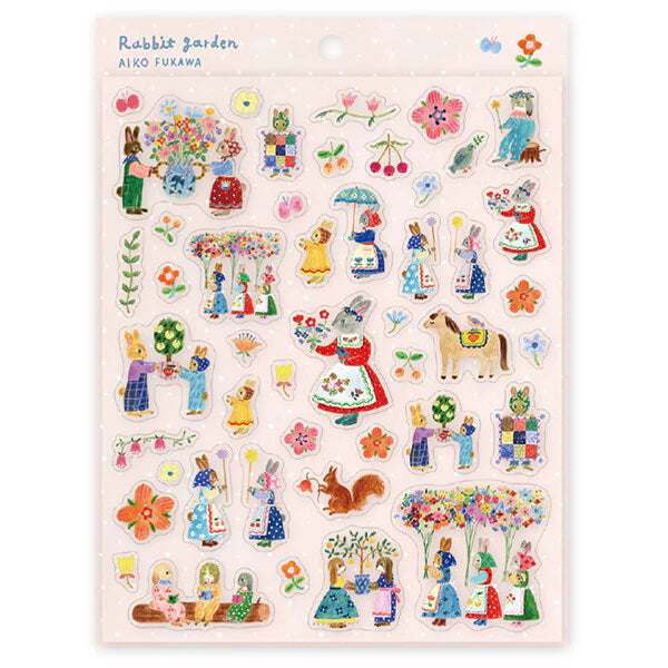 Stickers Lapins dans le jardin Aiko Fukawa