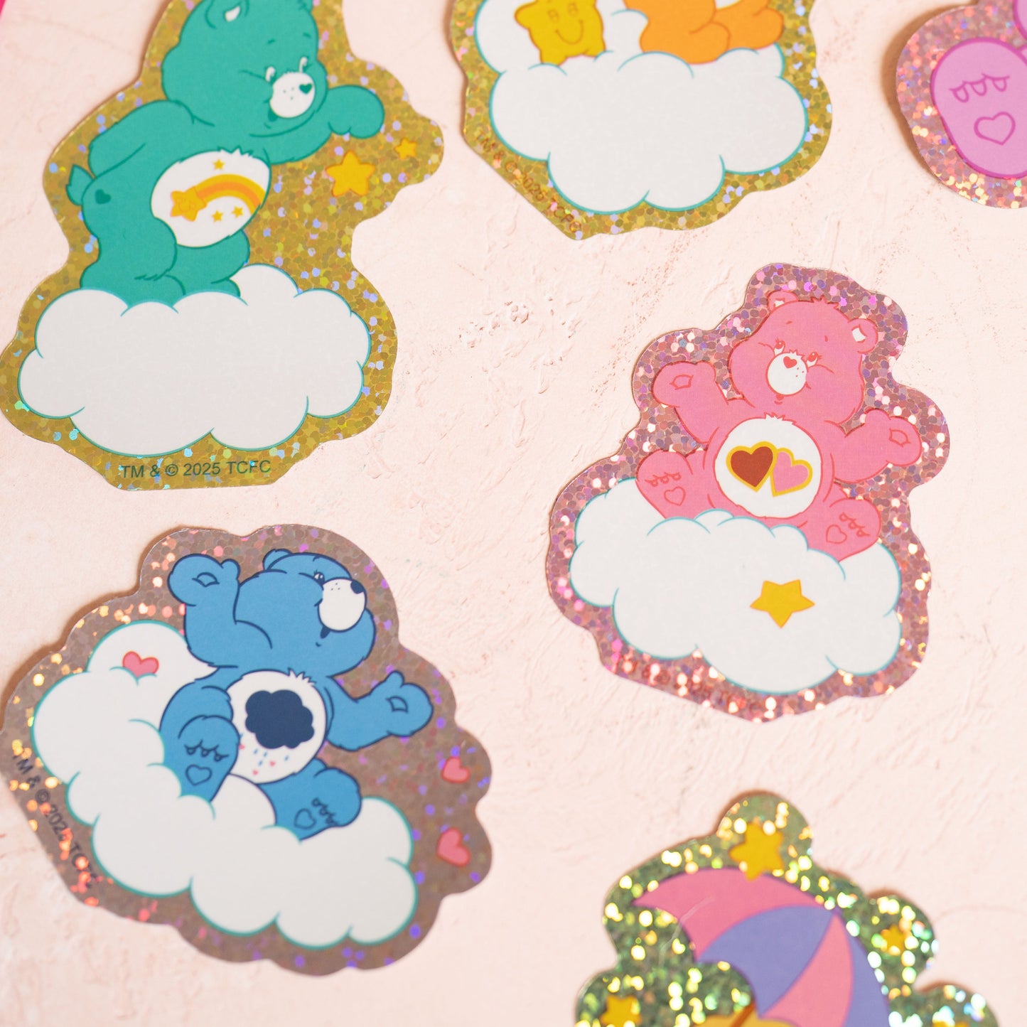 Grands Stickers Bisounours Pailletés — Pack de 9