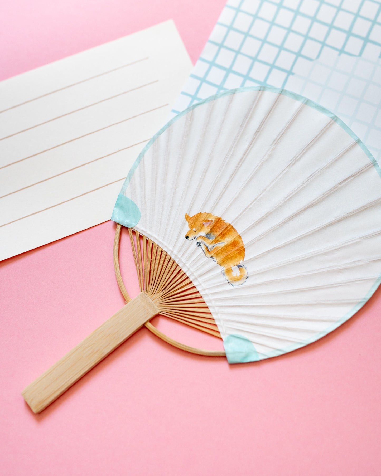 Shiba Inu & Ice Cream Fan by Murata Natsuki