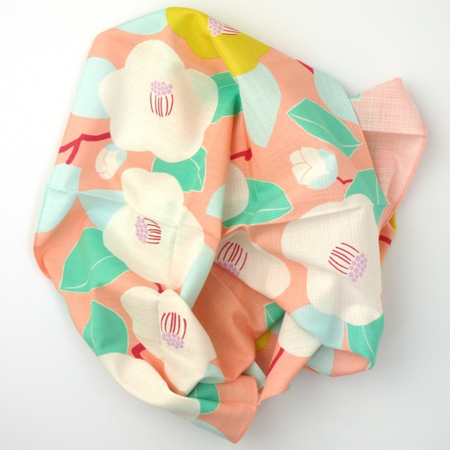 Furoshiki Adeline Klam Hime Musubi Camélia en coton bio 70 cm