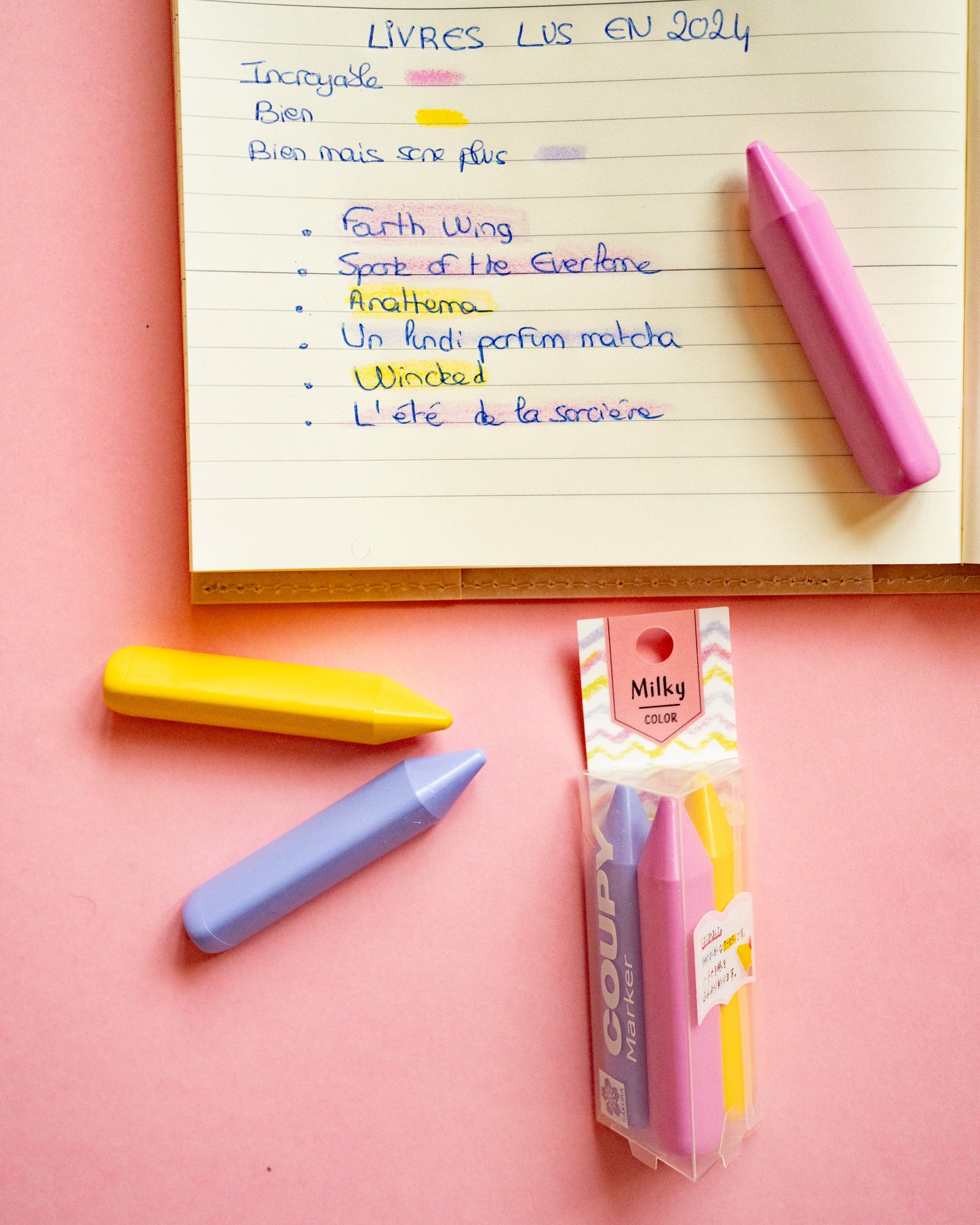 Lot de 3 Crayons Surligneurs Sakura Craypas Croupy Marker Couleurs Milk
