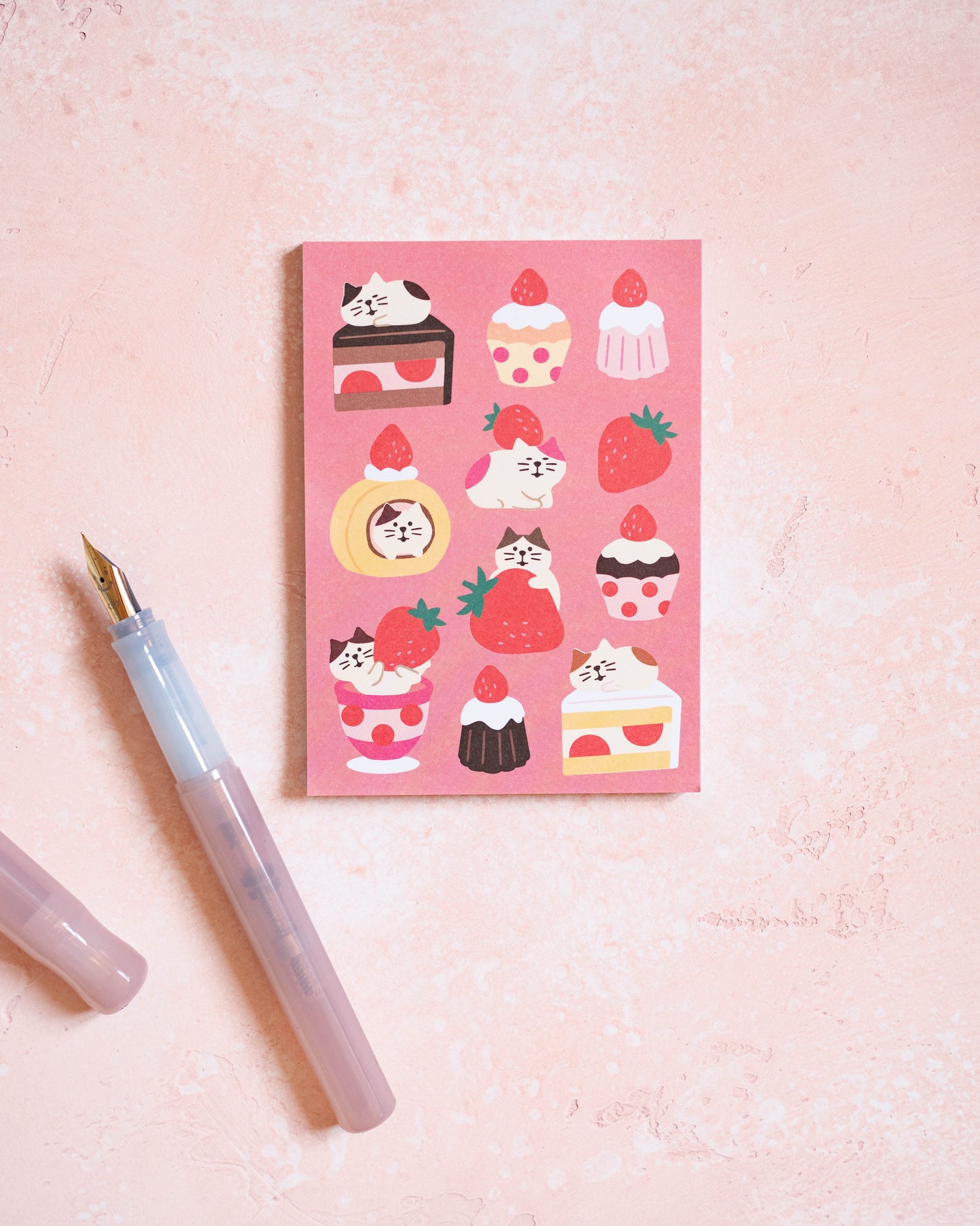 Cats, Pastries, Strawberries Notepad