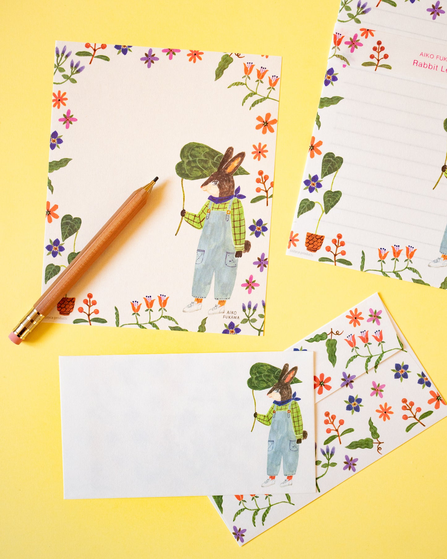 Set de Papier à Lettres Lapin Jardin Aiko Fukawa