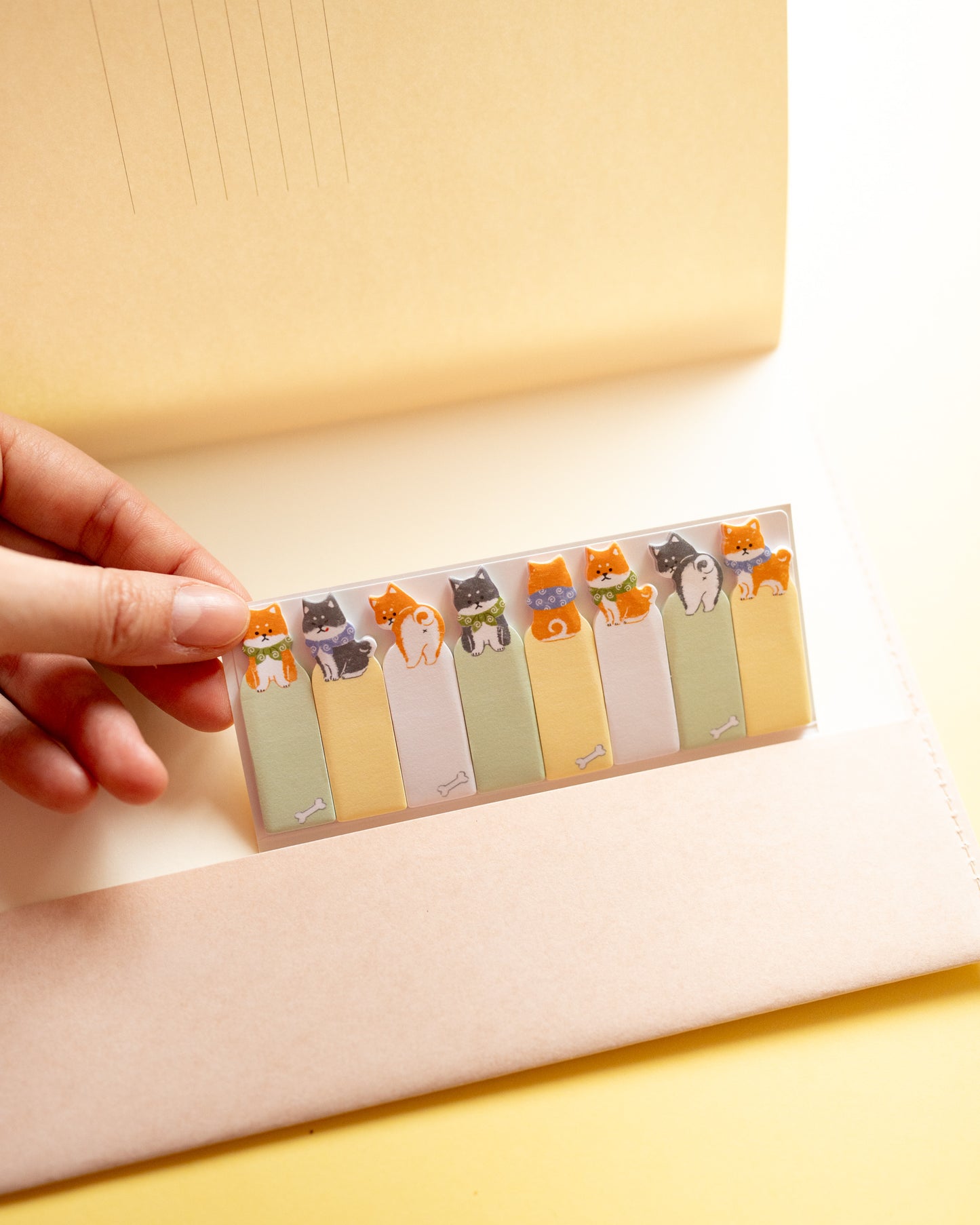 Bloc-notes Autocollants Marque-Pages Chien Shiba Stick Marker