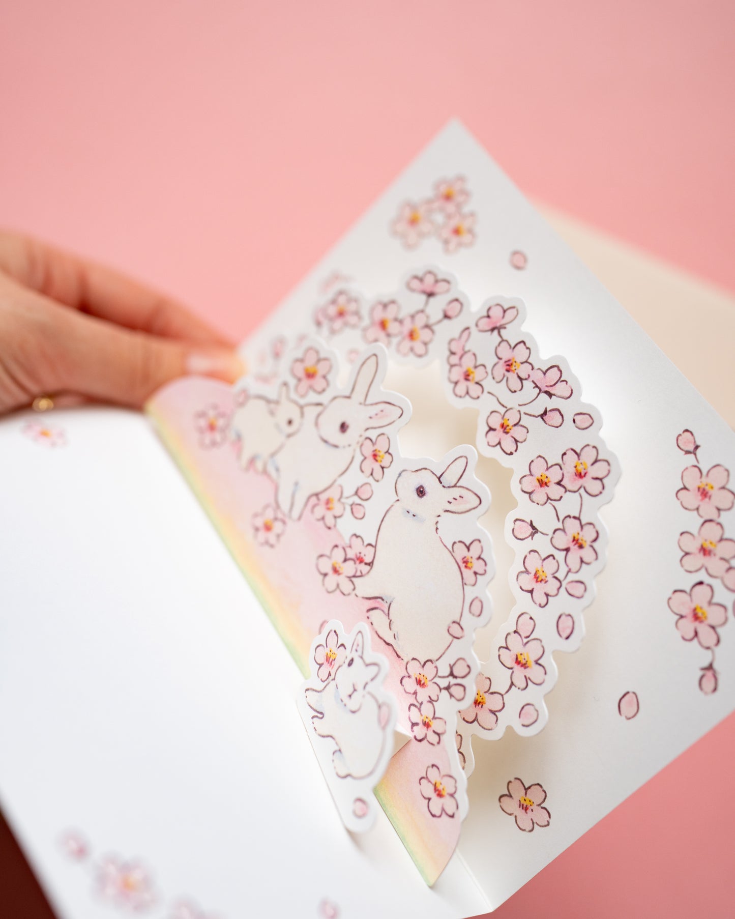 Rabbits and Sakura Pop-Up Card