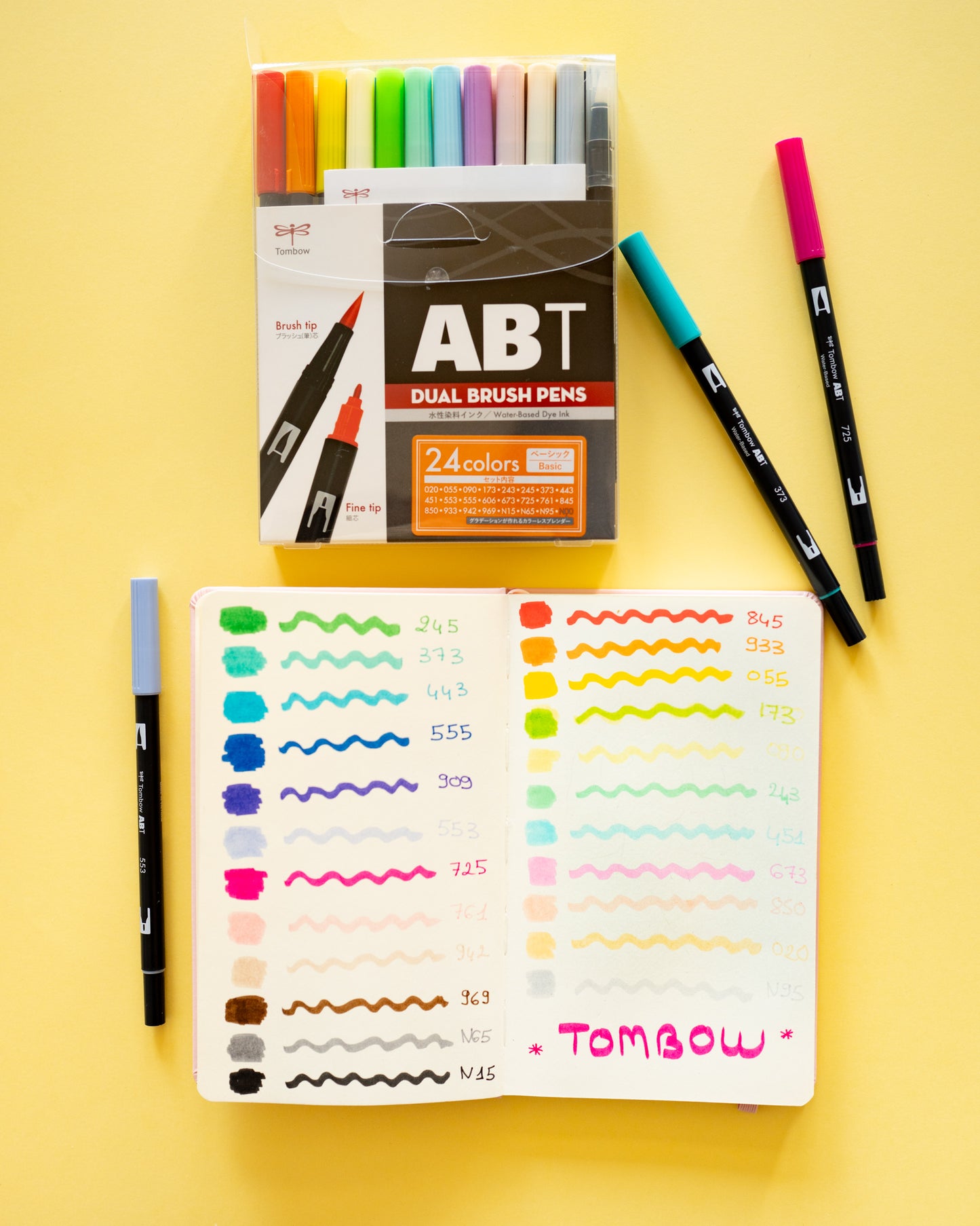Set of 24 Tombow Dual Brush Pen ABT Double Tip Pens