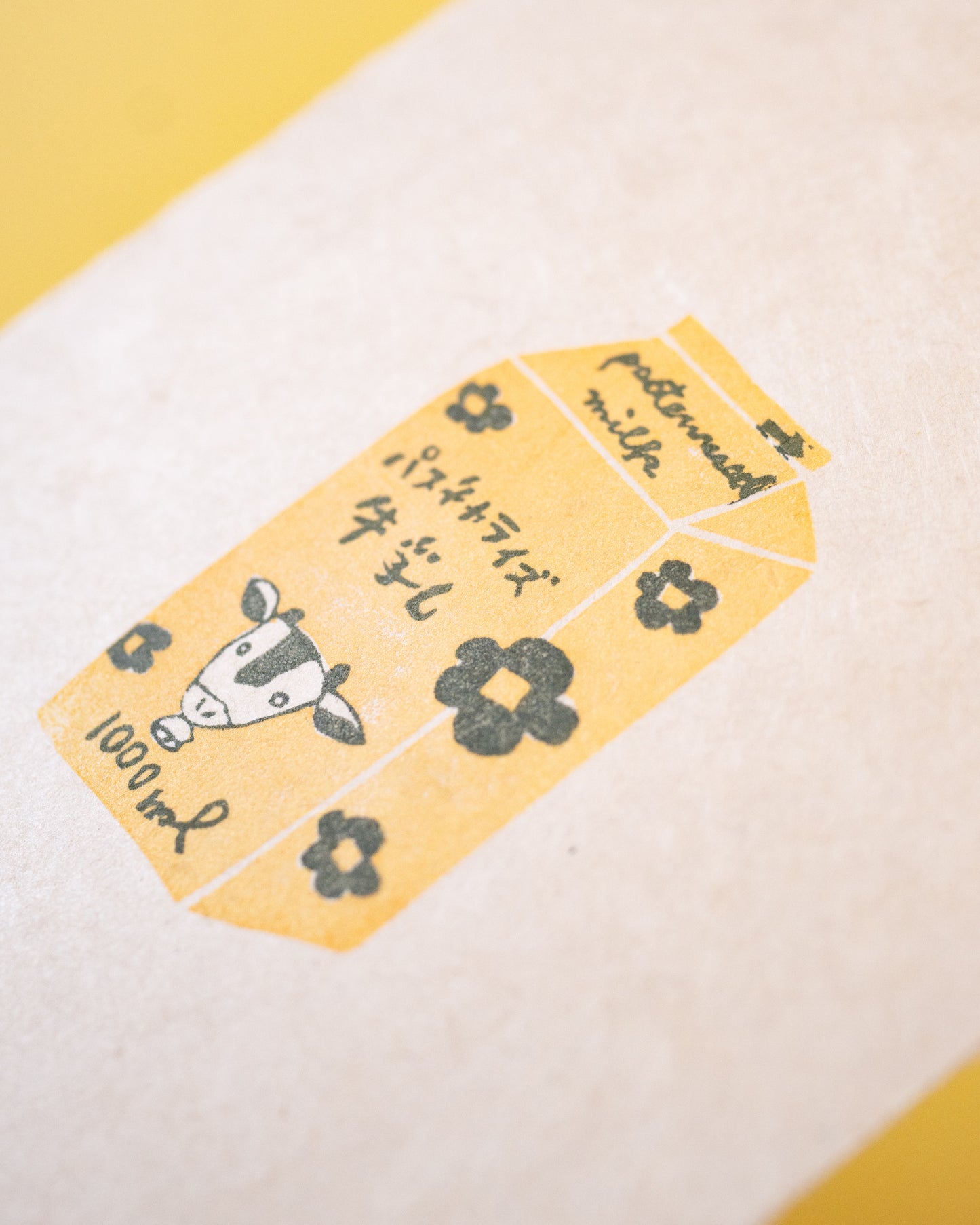 Milk Yellow Hankodori Stamped Card