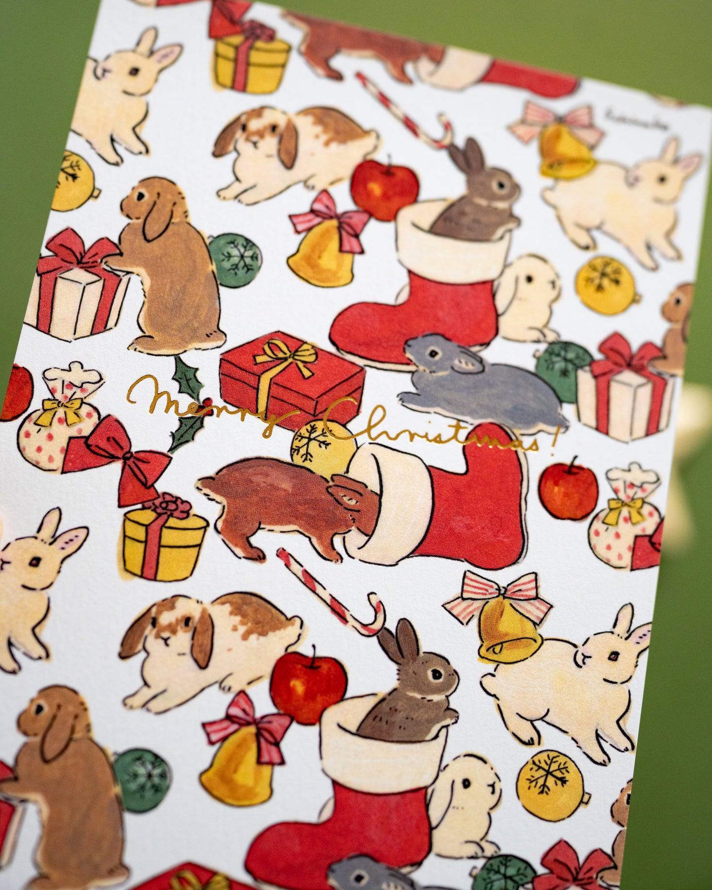 Rabbits and Gifts Christmas Card