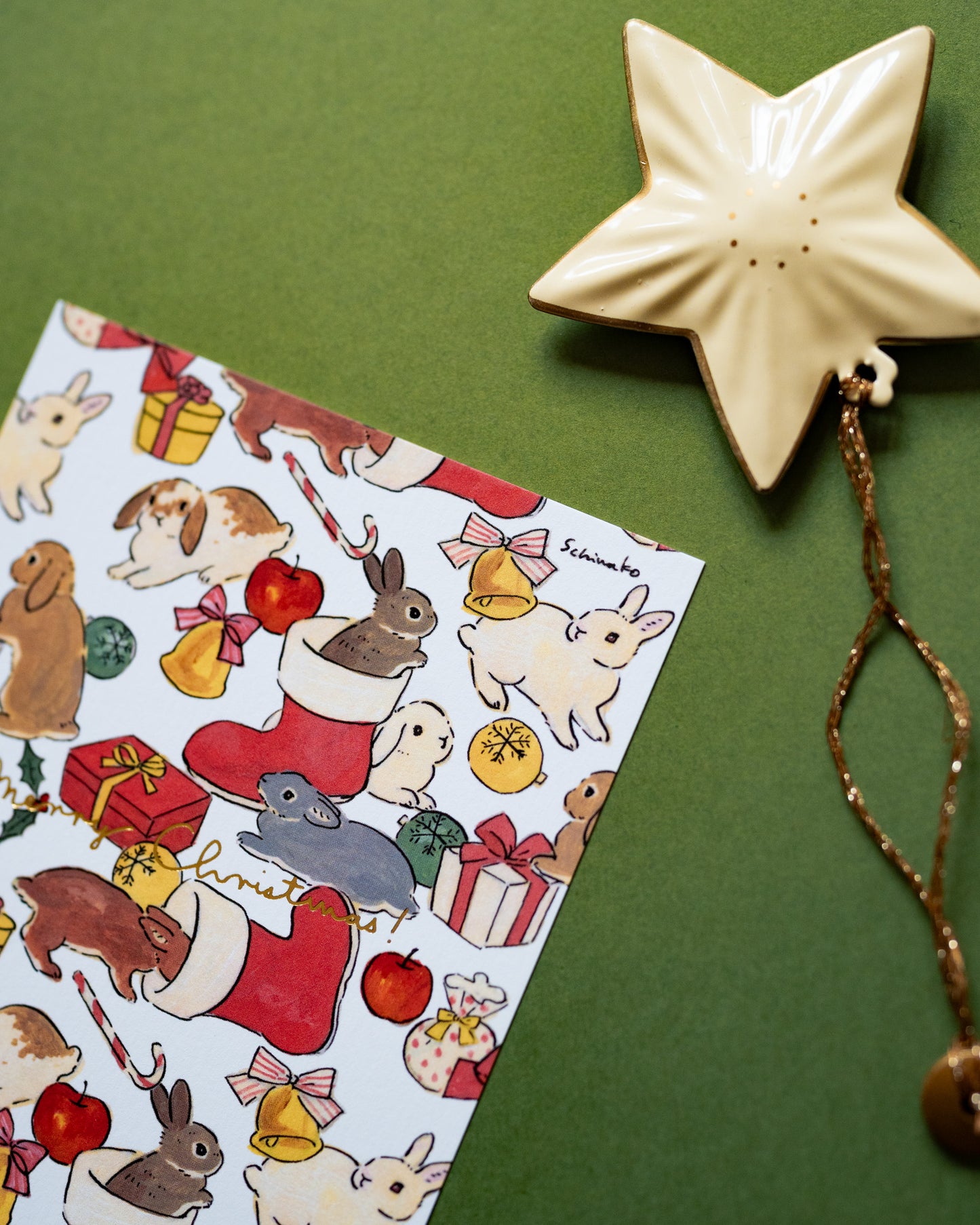 Rabbits and Gifts Christmas Card