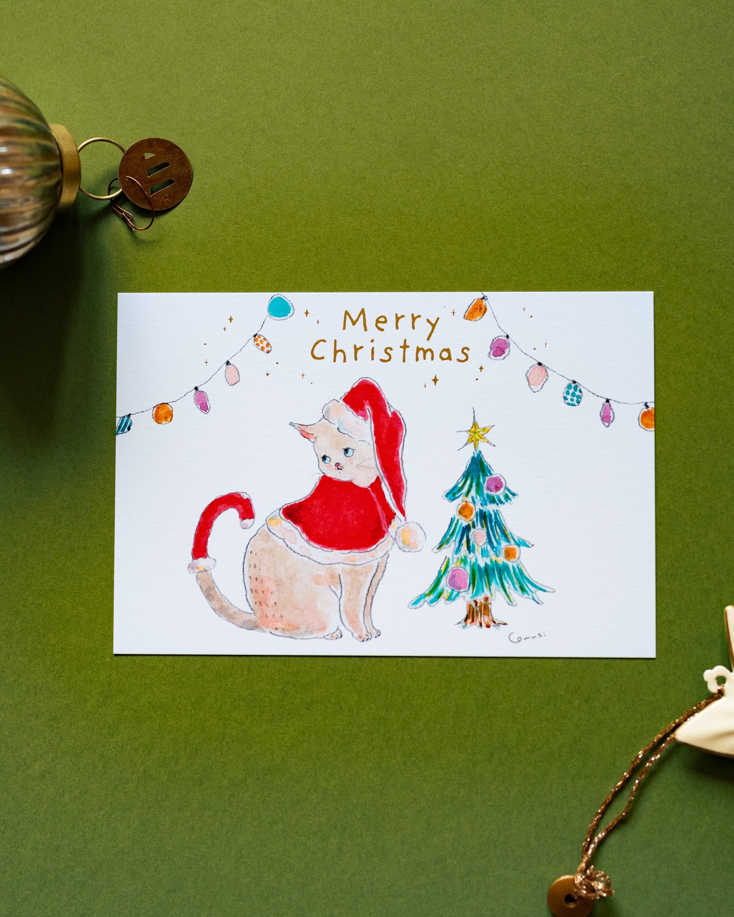 Carte de Noël Chat et Sapin