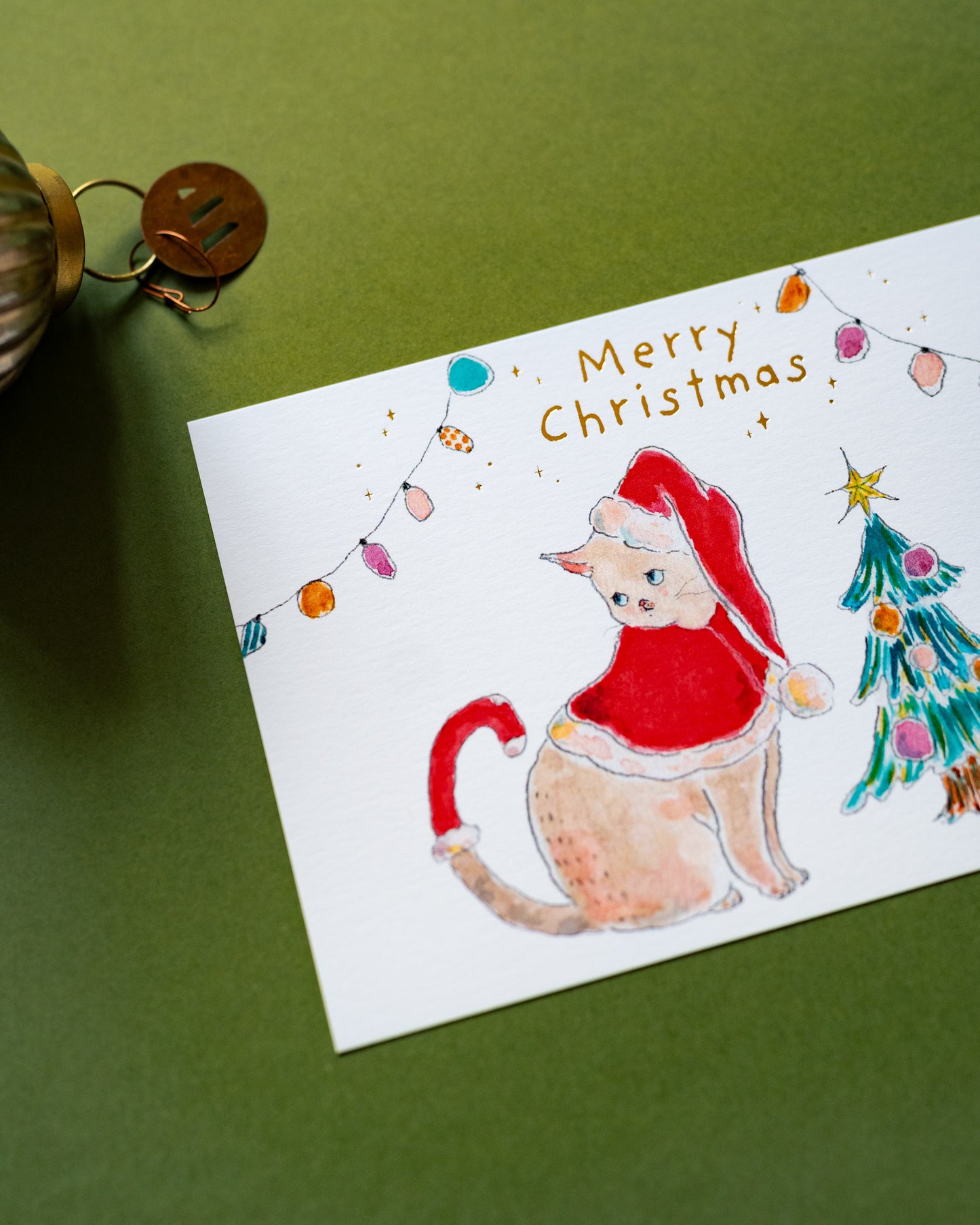 Carte de Noël Chat et Sapin