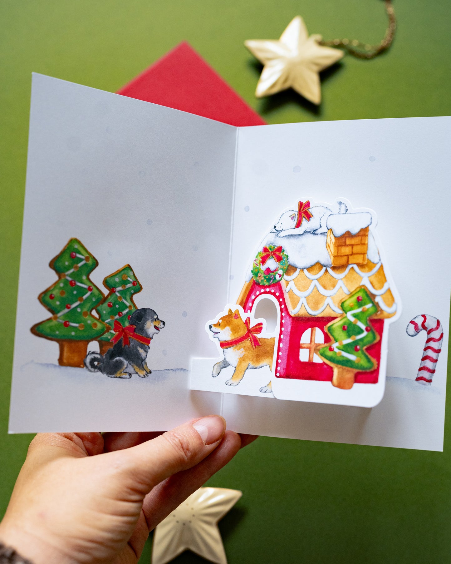 Carte de Noël Pop-up Chiens Shiba