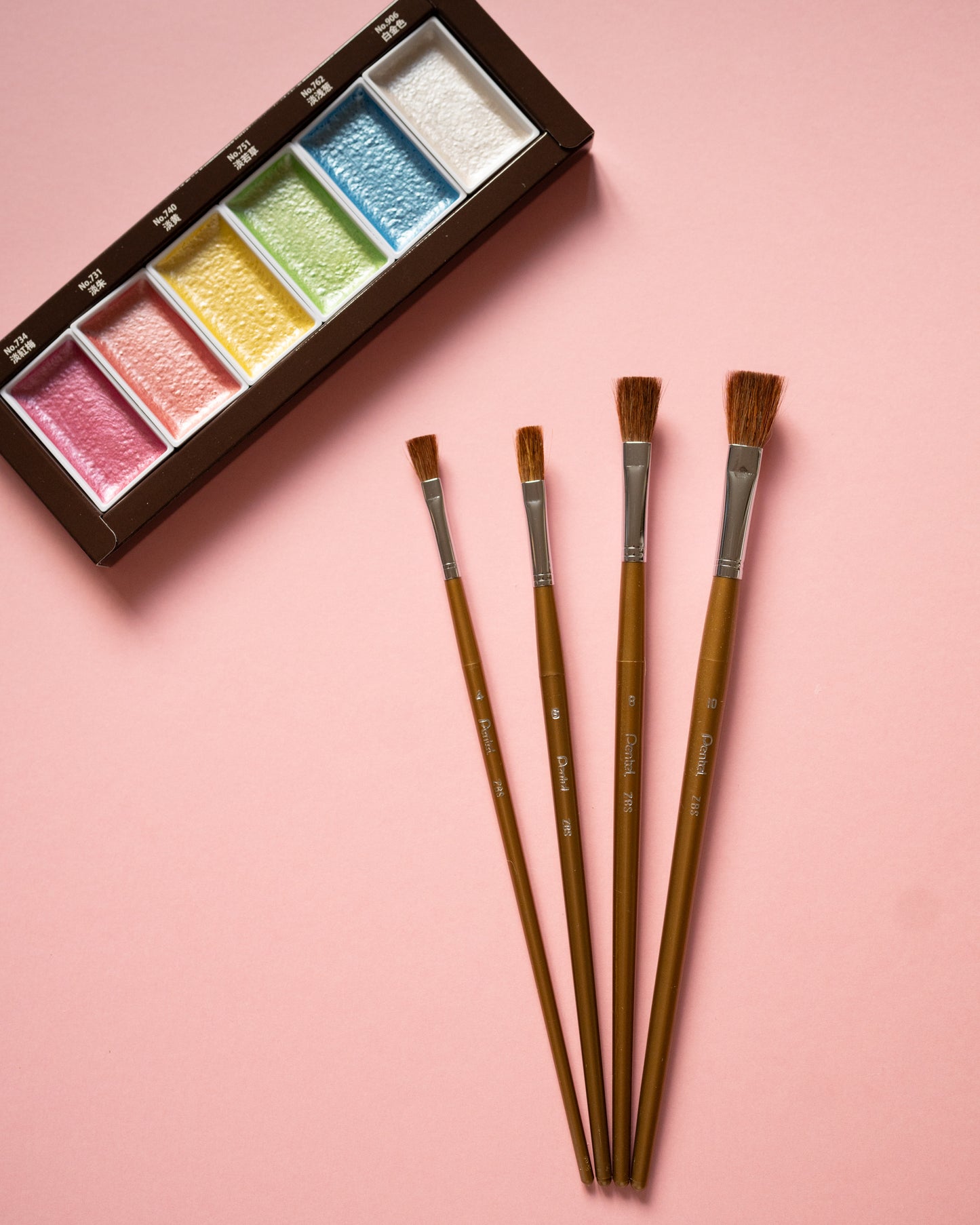 Pinceaux Premium Plats Pentel 4 tailles au choix