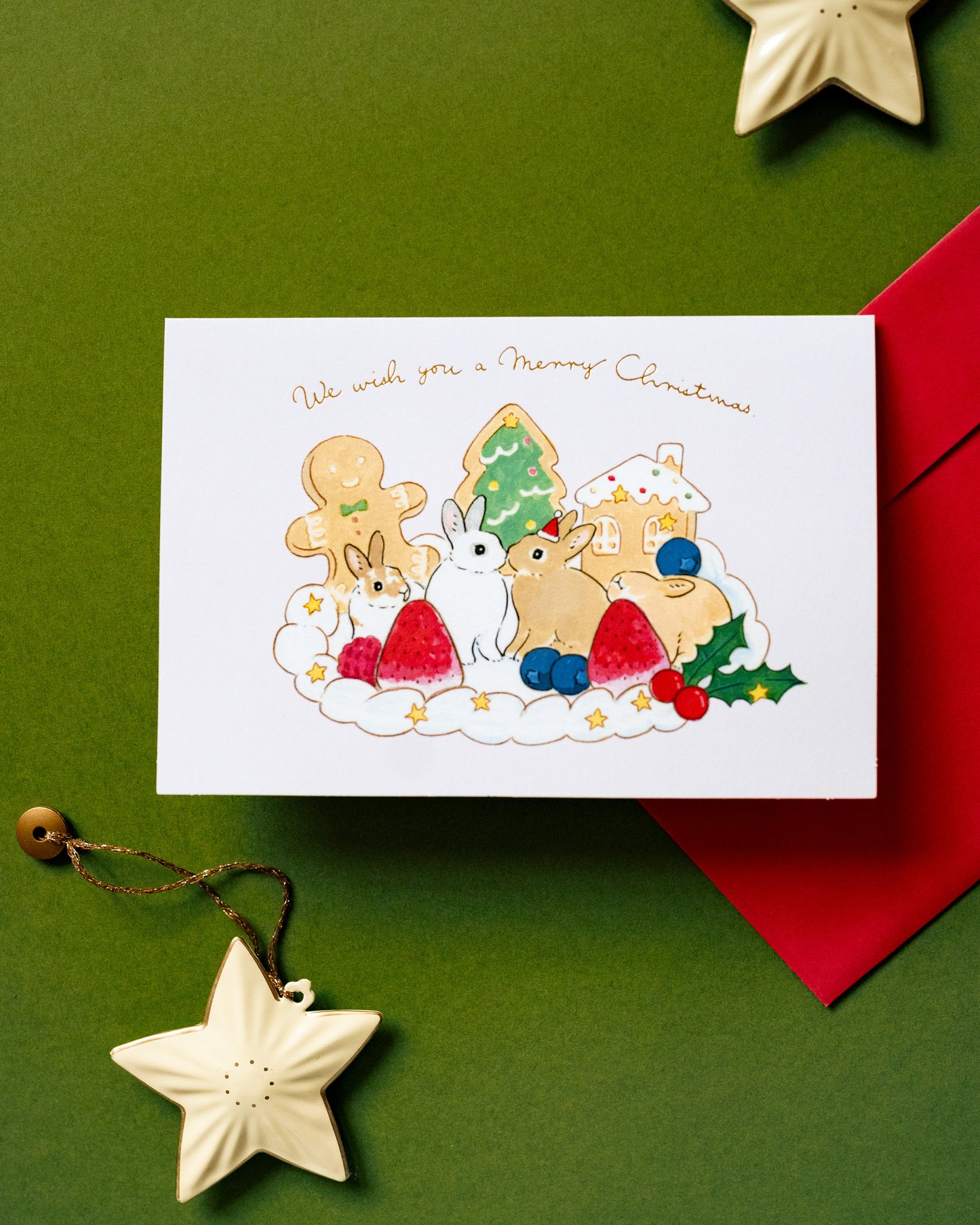 Pop-Up Christmas Card Rabbits and Cakes