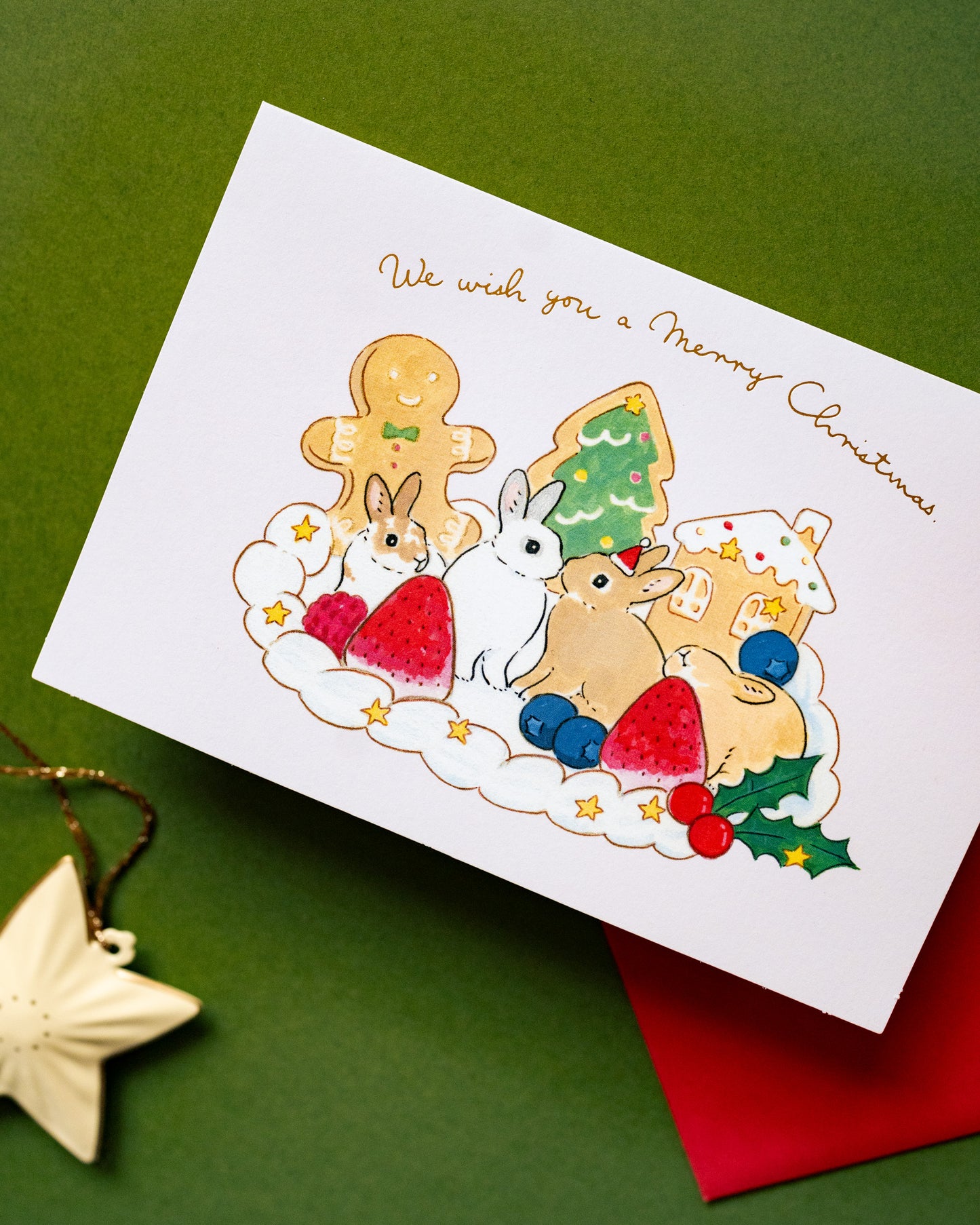 Pop-Up Christmas Card Rabbits and Cakes