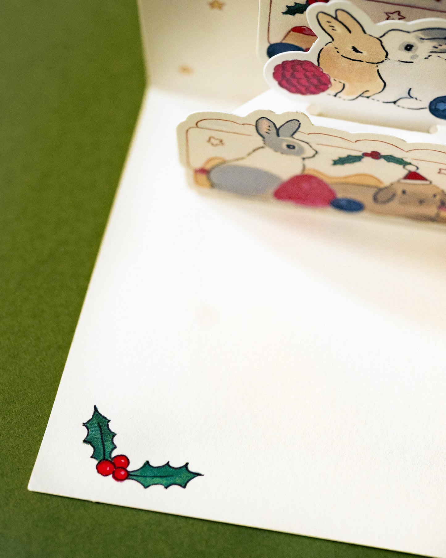 Pop-Up Christmas Card Rabbits and Cakes