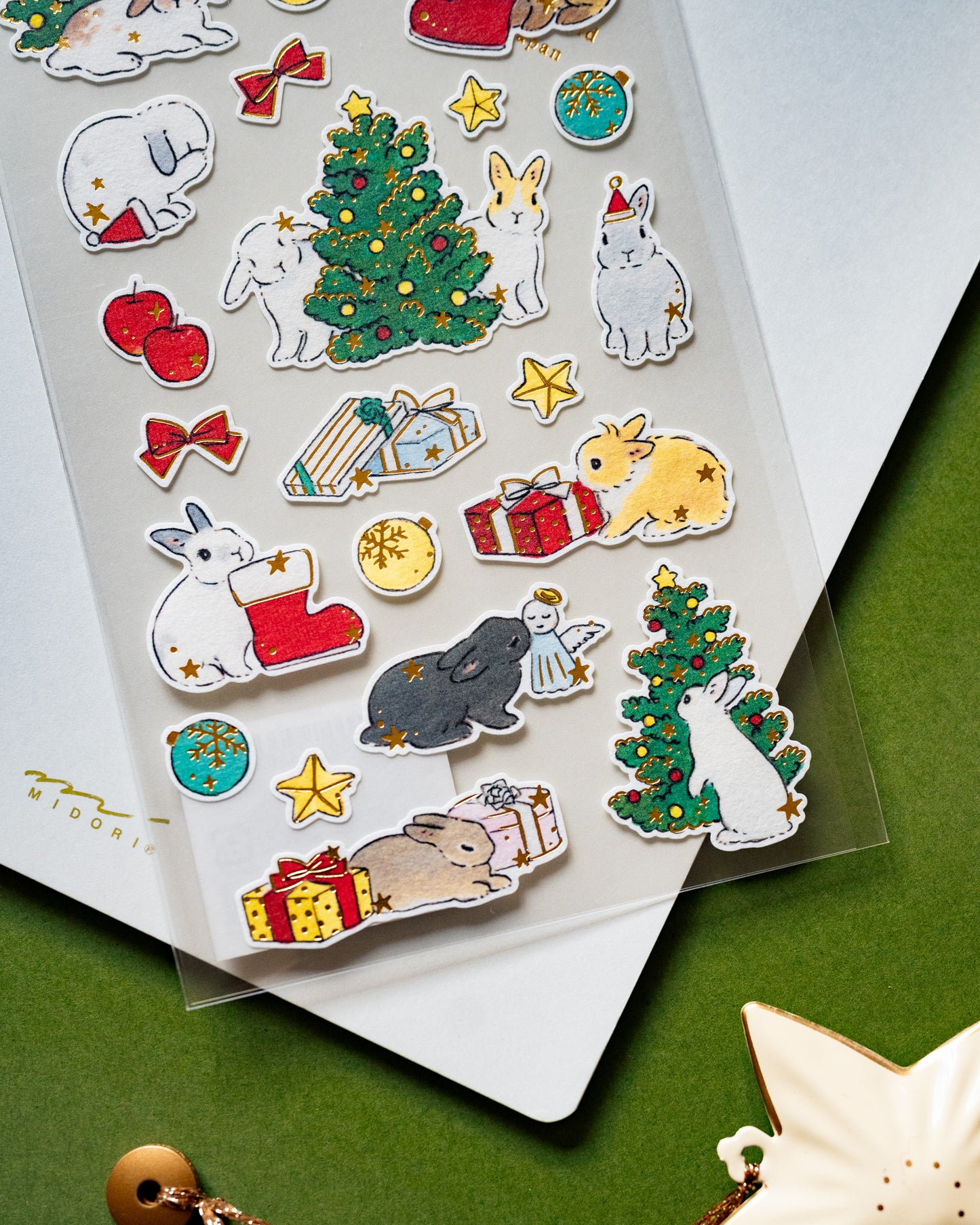 Christmas Stickers Rabbits and Trees