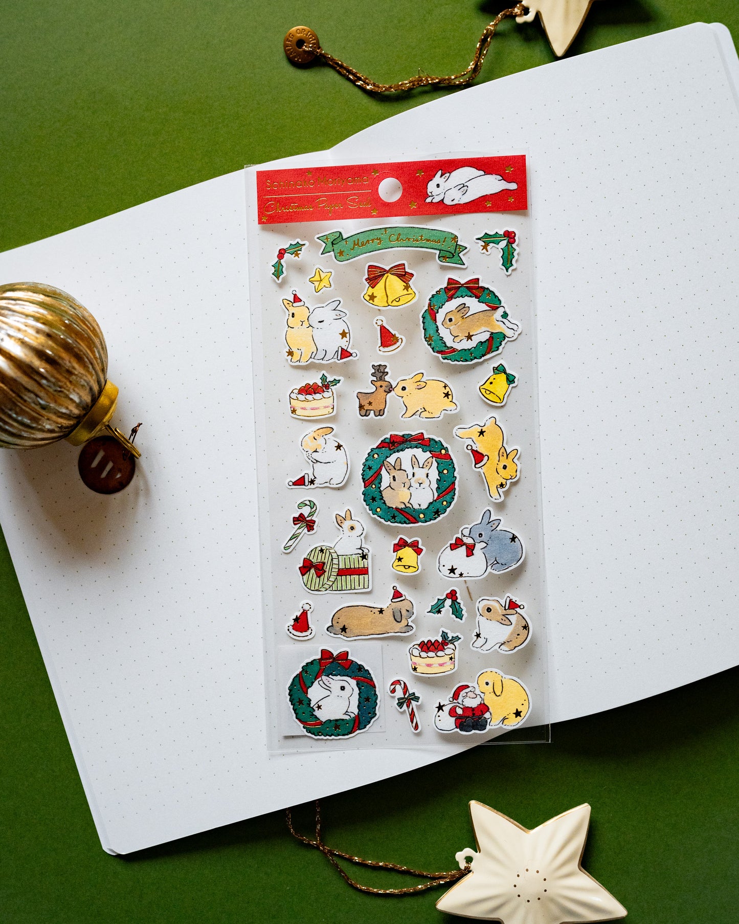 Christmas Stickers Rabbits and Wreaths