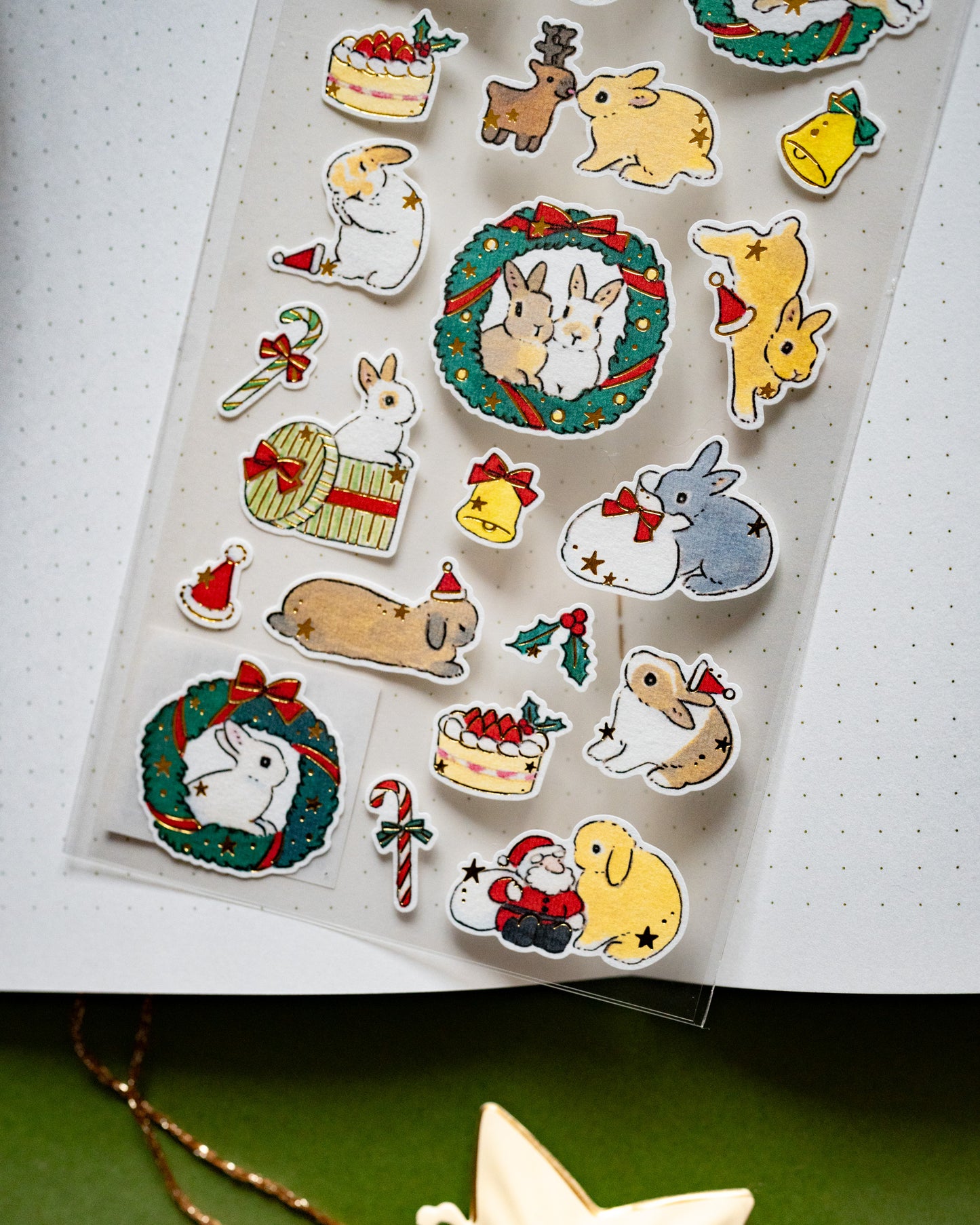 Christmas Stickers Rabbits and Wreaths