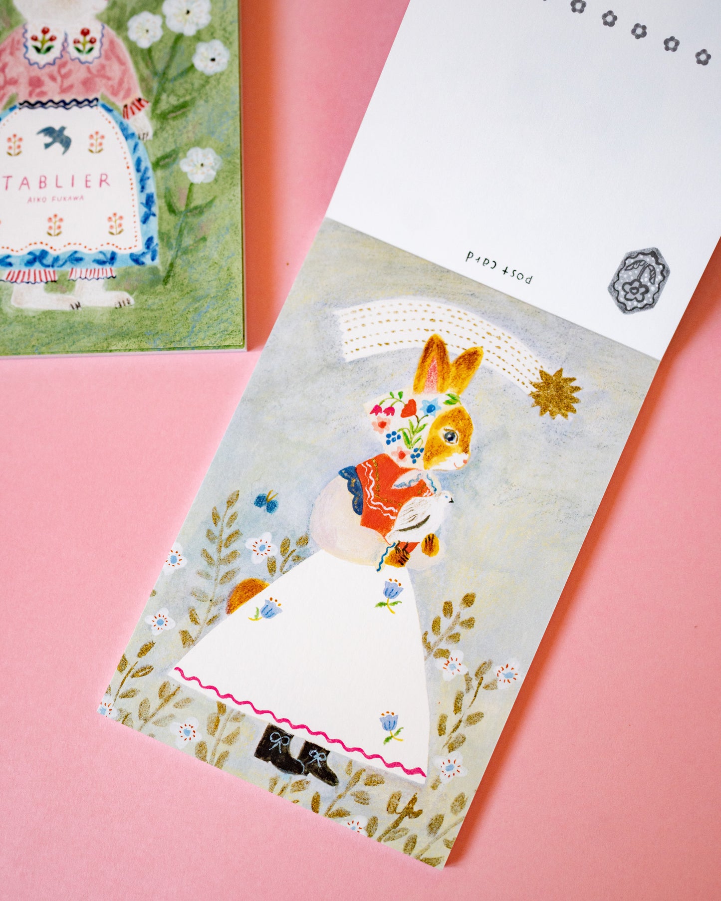 Block of 10 Postcards Rabbits and Cats in Aprons Aiko Fukawa