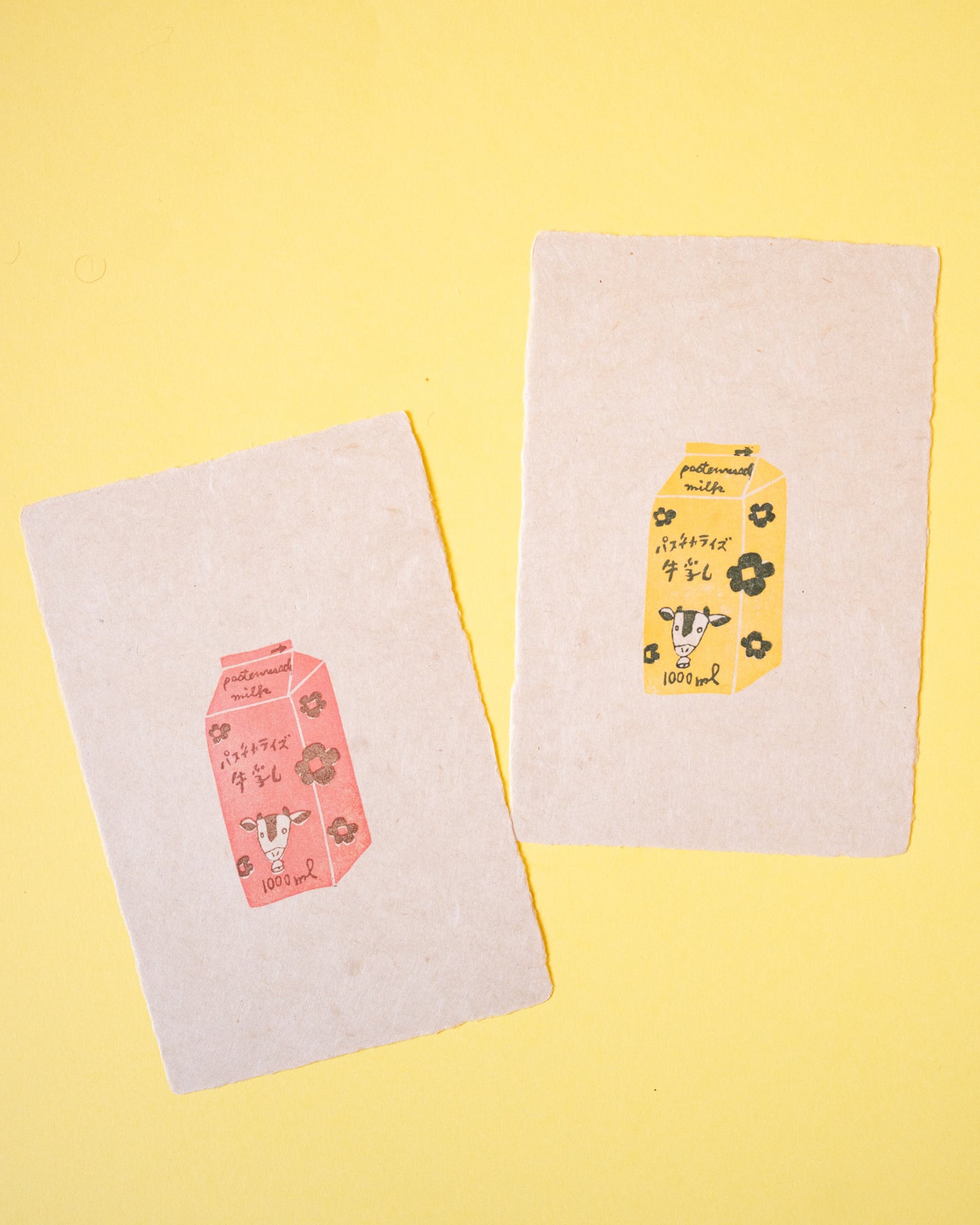 Milk Yellow Hankodori Stamped Card