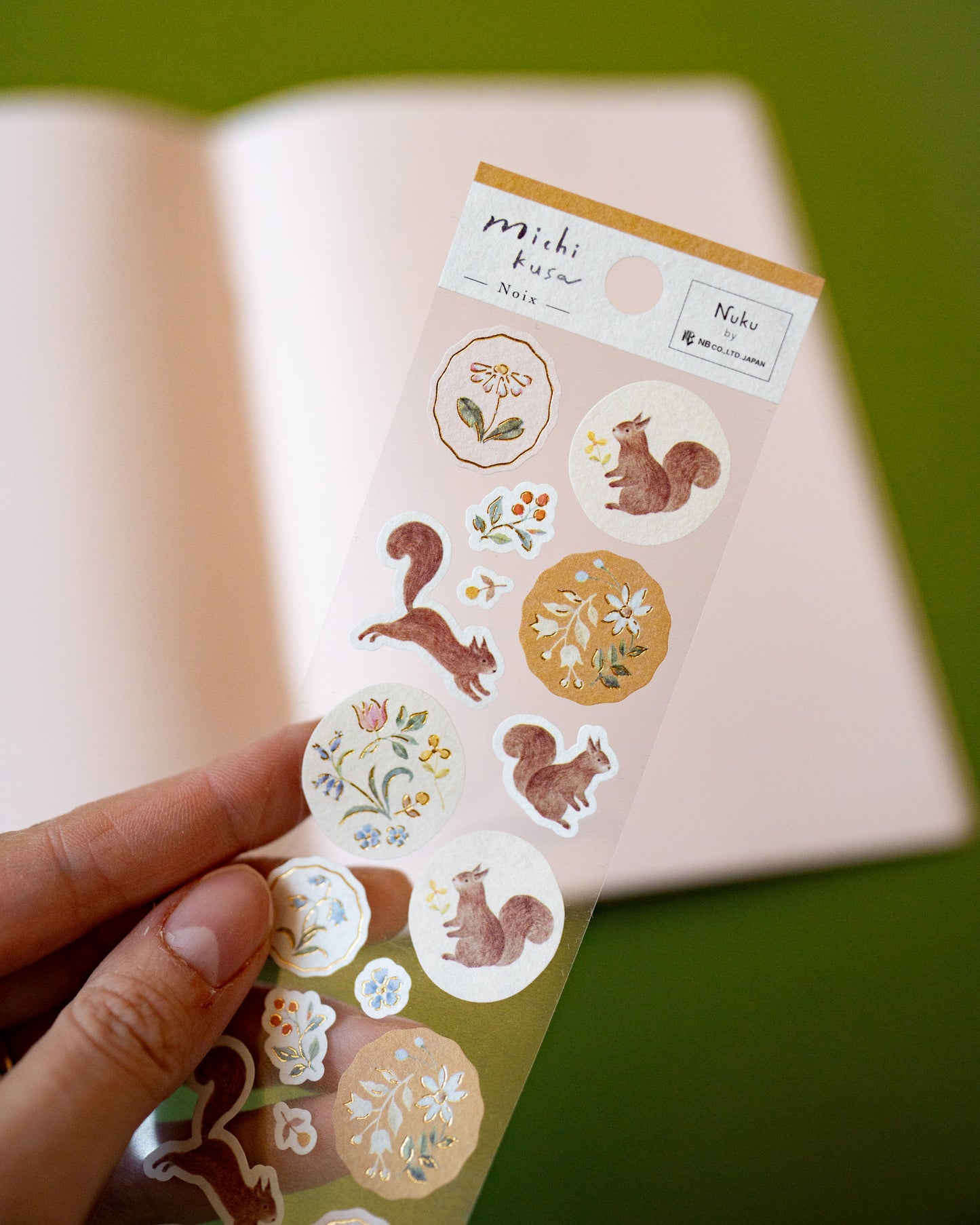 Michikusa Washi Paper Squirrels and Flowers Stickers