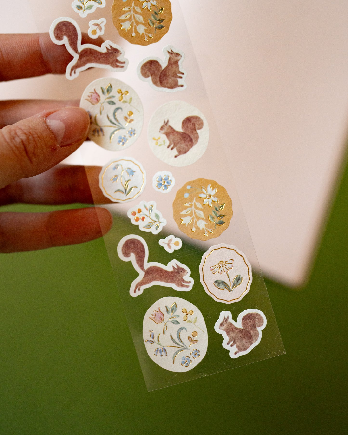Michikusa Washi Paper Squirrels and Flowers Stickers