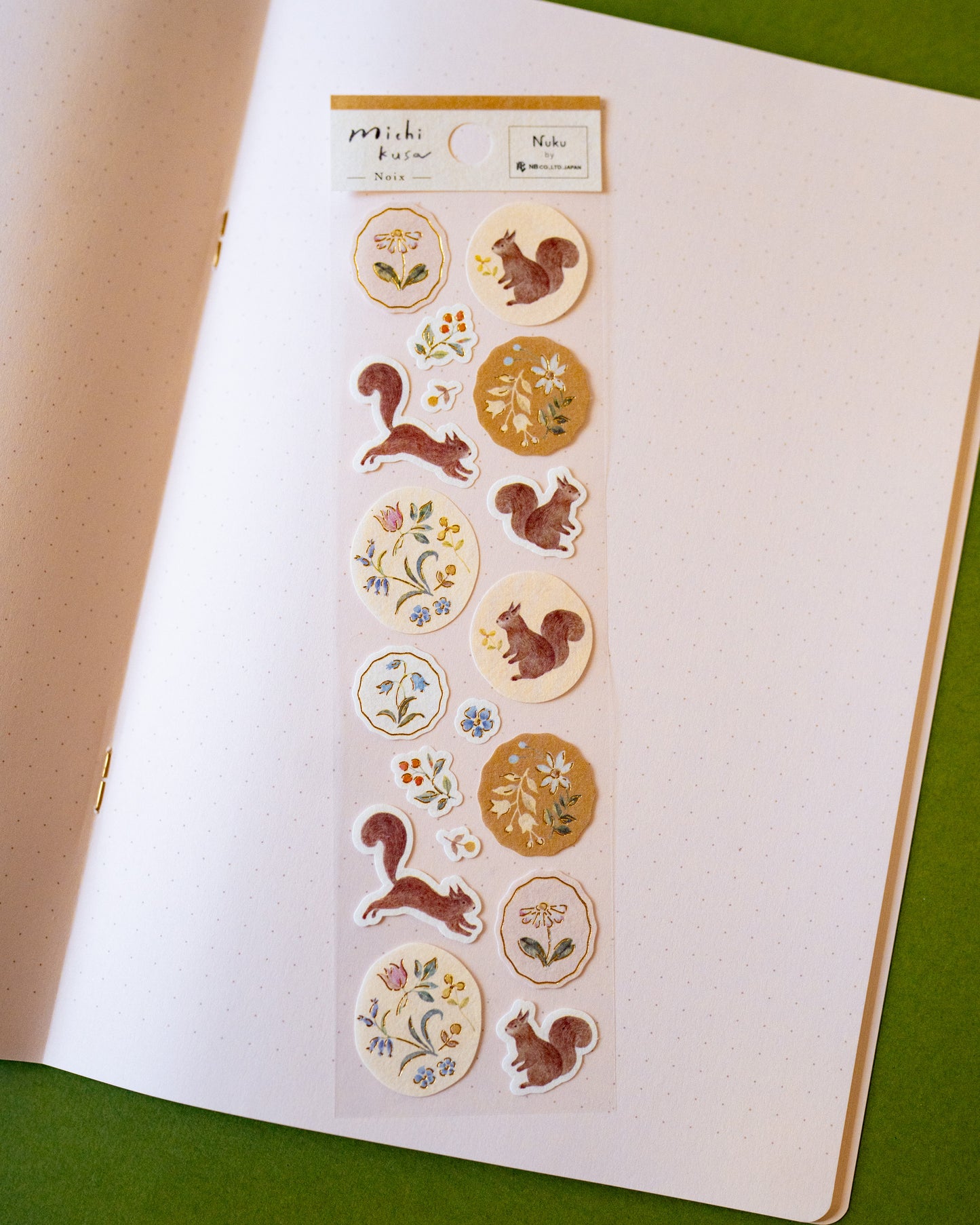 Michikusa Washi Paper Squirrels and Flowers Stickers