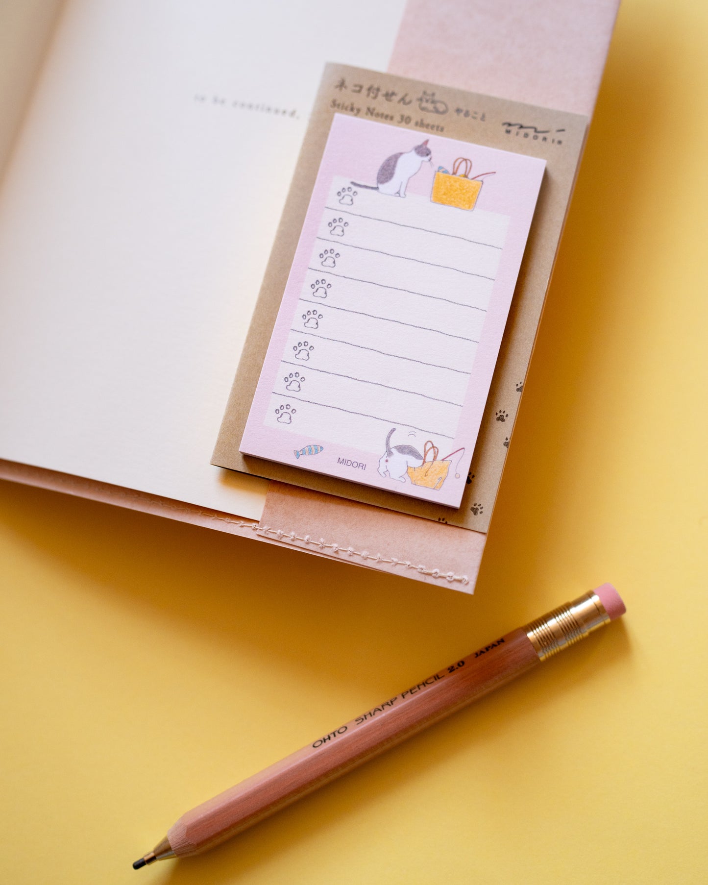 Sticky Notes To Do Pink Cat Midori