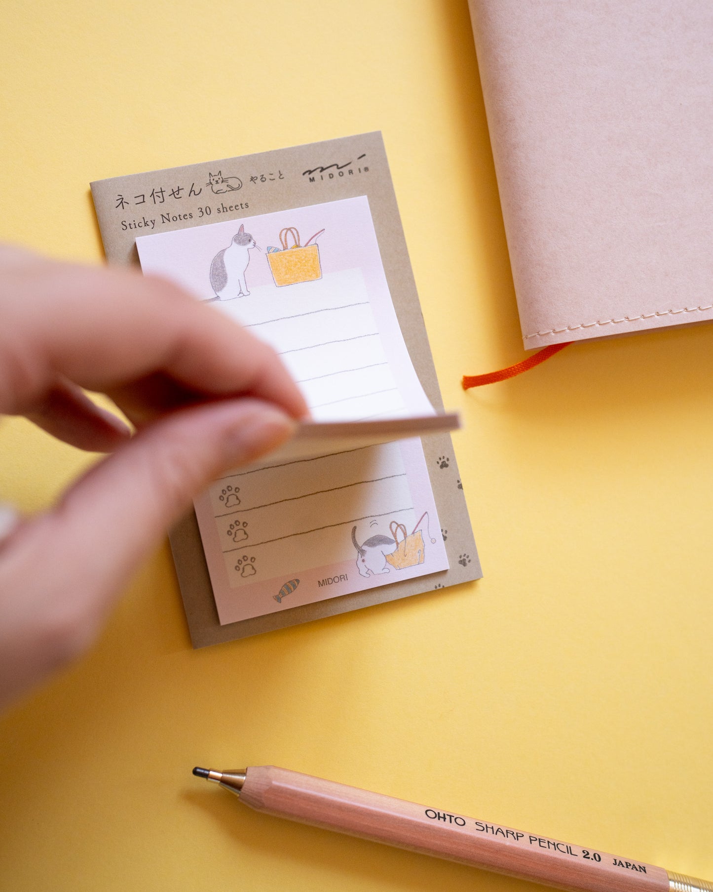 Sticky Notes To Do Pink Cat Midori