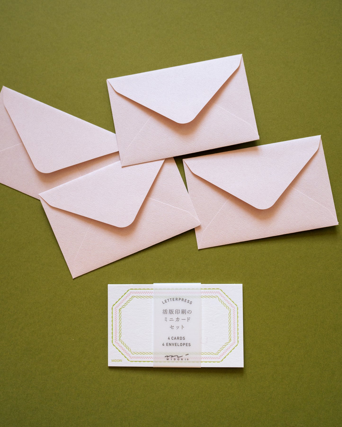 Ensemble de Mini Cartes Typographiques Rose et Vert Midori