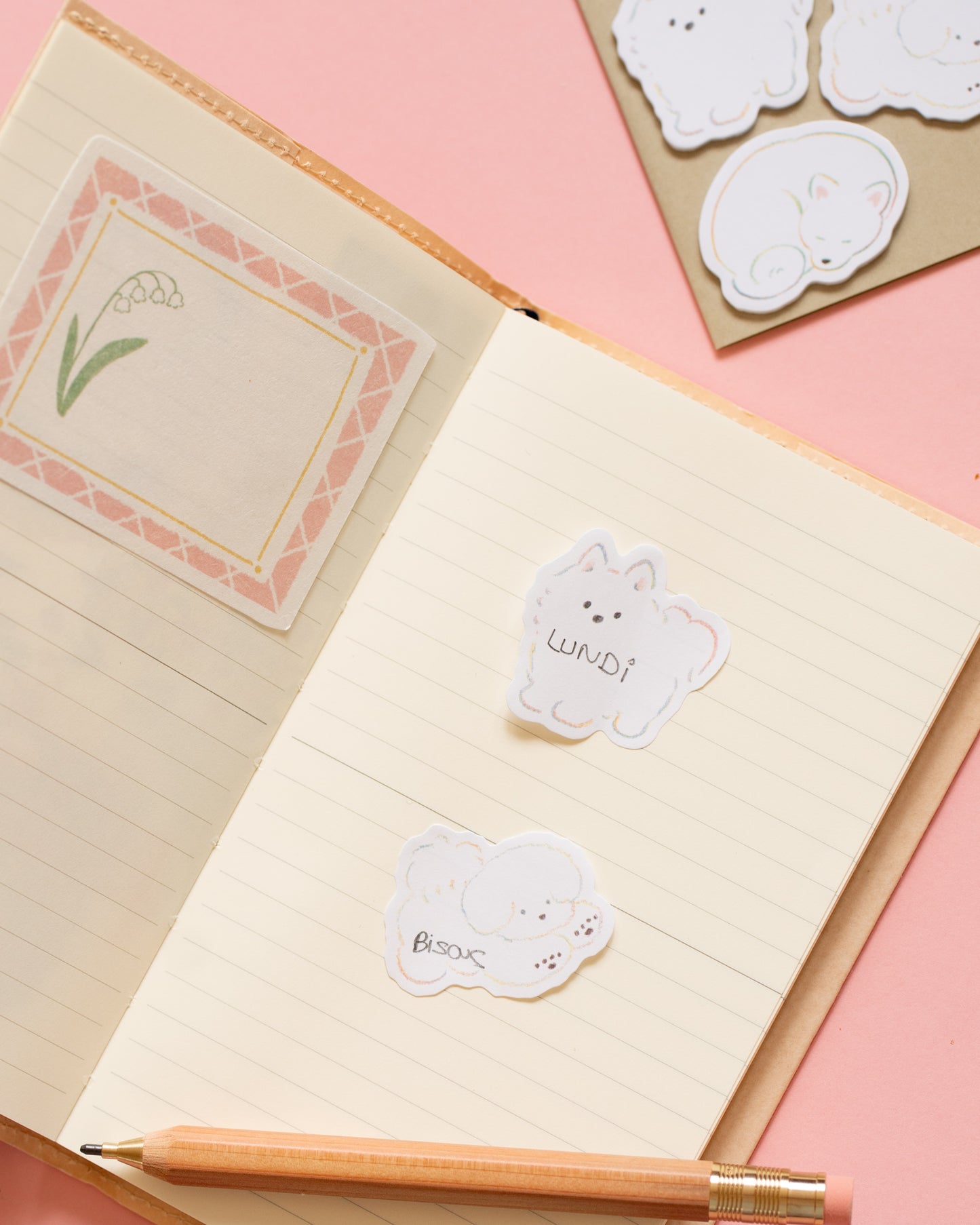 Notes autocollantes 3 petits chiens Midori