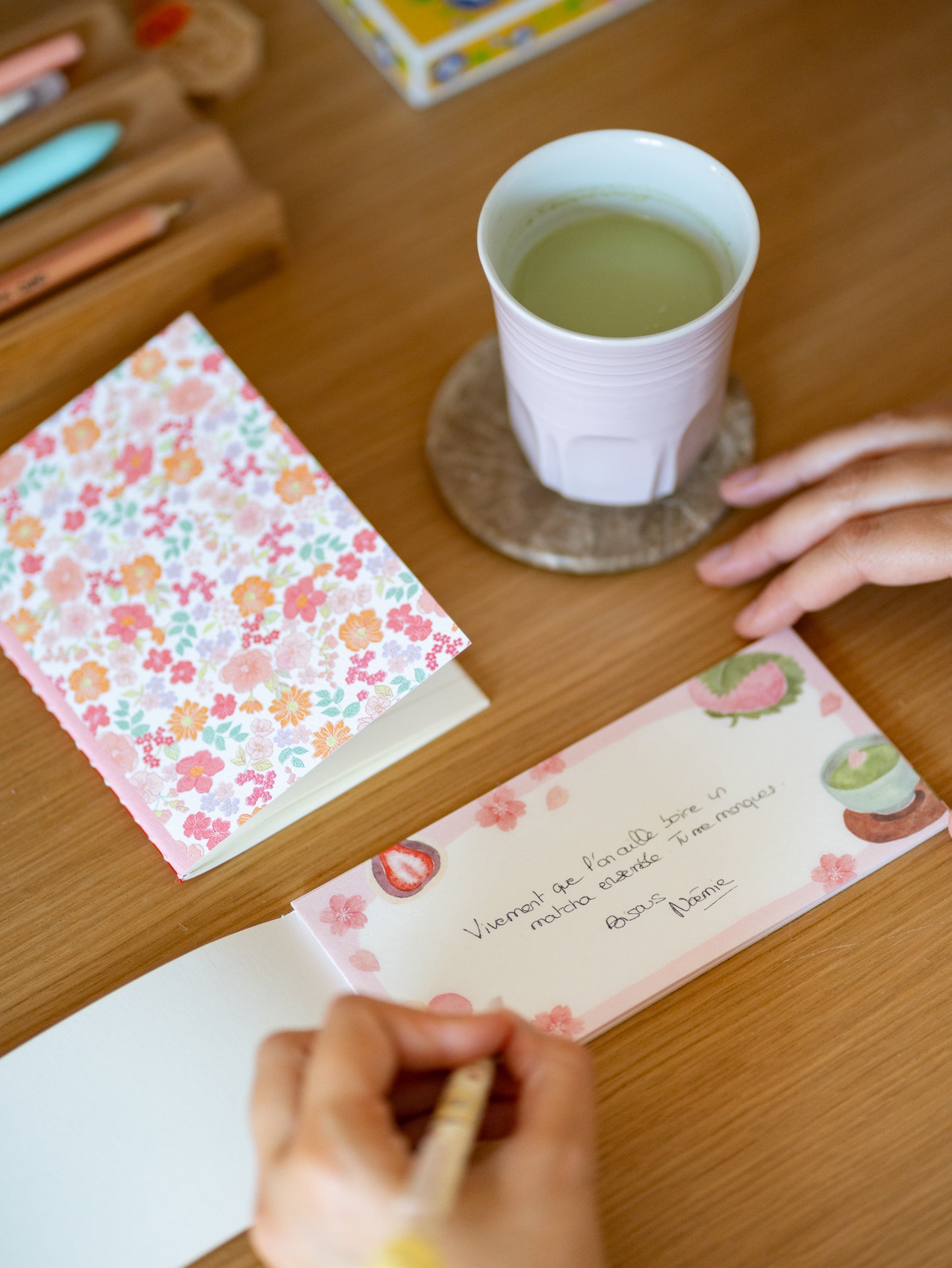 Matcha, Wagashi and Sakura notepad