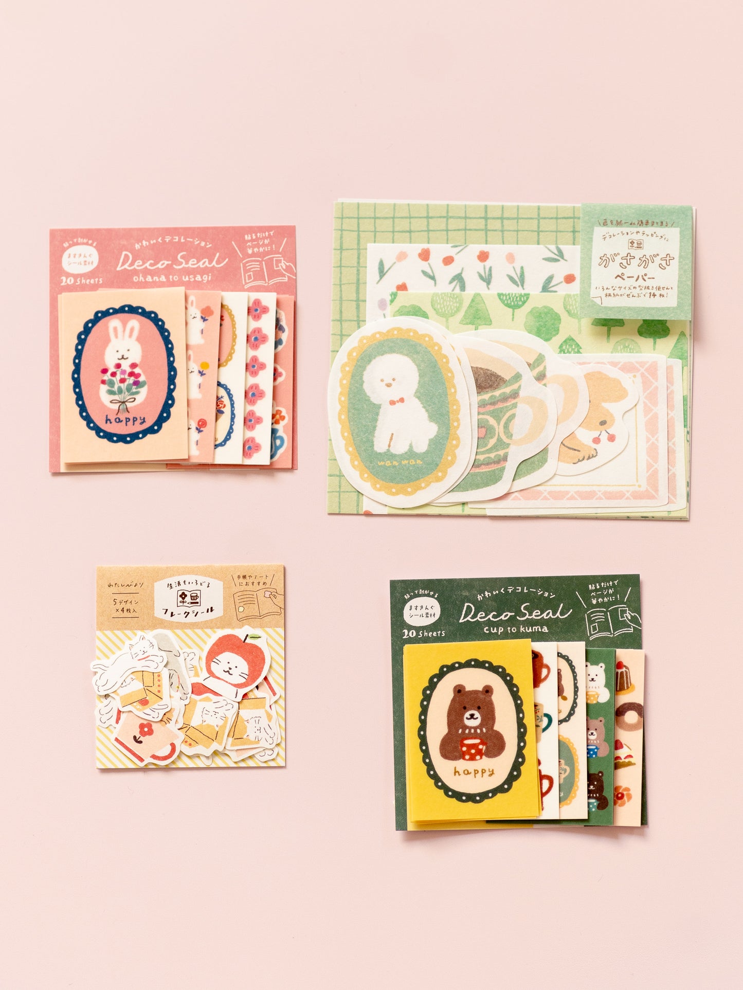 Deco seal stickers Rabbits and flowers