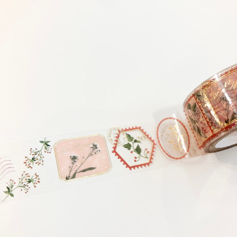 Masking Tape Transparent Wildflower Stamp Story Gold — SAIEN