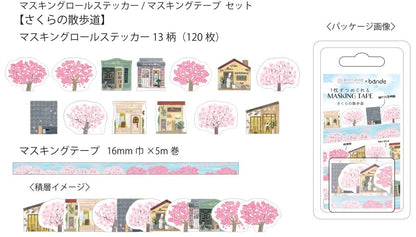 Stickers Washi tape Sakura no Sanpomichi