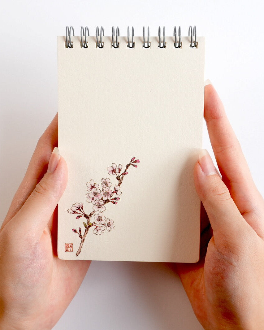 Carnet à anneaux Kashiko  “Sakura”  Illustration de Yukika Shibata