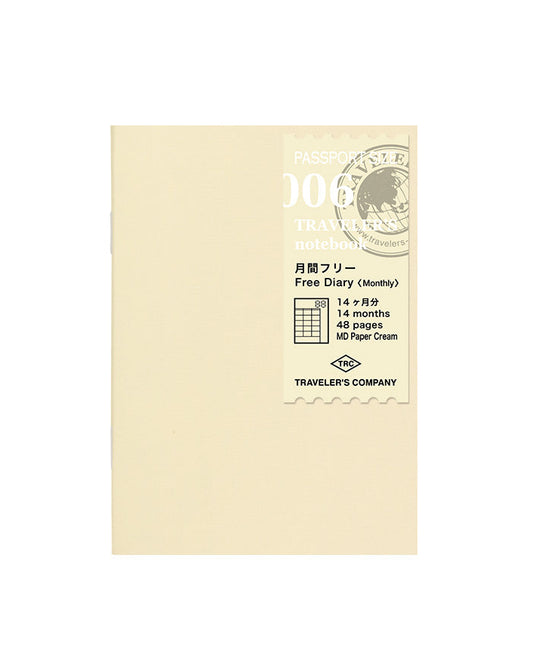 Agenda Mensuel Non Daté Passeport Traveler's Company Notebook 006