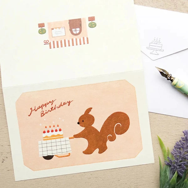 Carte d’anniversaire Le Gâteau de l'Écureuil Mariko Fukuoka
