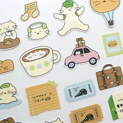 28 Large Happy Trip Cat Stickers Suatelier