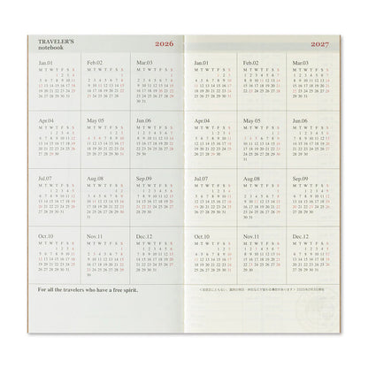 2026 Weekly Planner with Notes - Regular Traveler's Notebook Company