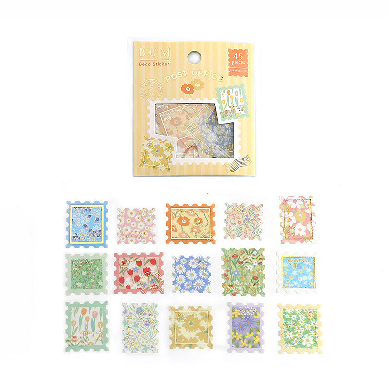Washi Flakes Stickers Stamps Flowers Yellow