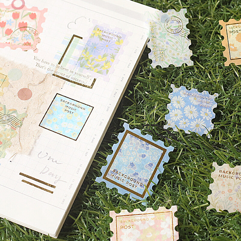 Washi Flakes Stickers Stamps Flowers Yellow