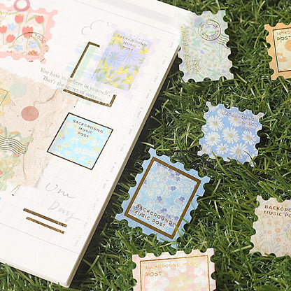 Washi Flakes Stickers Stamps Flowers Yellow