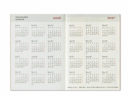 Agenda Semainier 2026 Passeport Traveler's Notebook Company